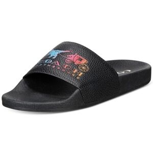 Coach Udele Sport Slide With Rexy And Carriage, Black, Size 7